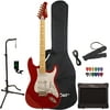 Sawtooth ES Series ST Style Electric Guitar Kit w/ Sawtooth Amp, Gig Bag Soft Case, Stand, Clip-on Tuner, Picks, Strap, Cable, & Free Music Lessons -Candy Apple Red w/ Pearloid White Pickguard