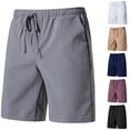 thumbnail image 1 of Men Shorts Solid Color Sports Casual Shorts Loose Fitting Training Jogging Red XL, 1 of 6