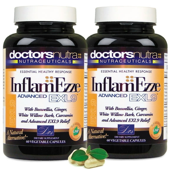 (Pack of 2) InflamEzze Support by Doctors Nutra - Natural Support, Day or Night, Safe and Effective with Turmeric and Curcumin - Gluten-Free, 120 total capsules