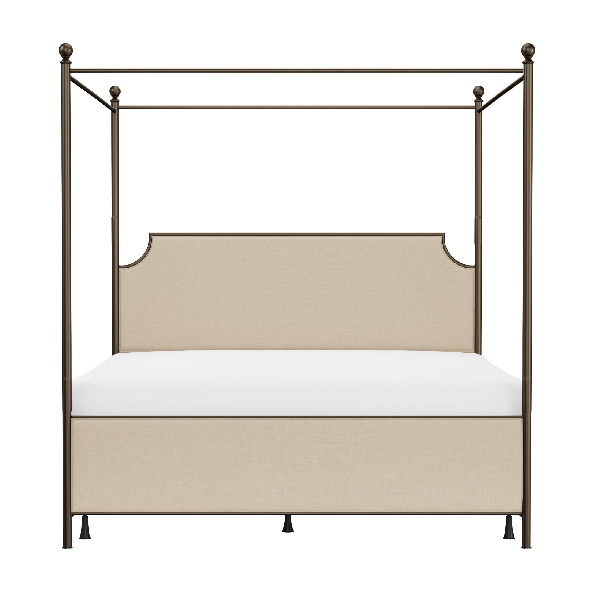 Hillsdale Furniture McArthur Metal Upholstered Canopy King Bed, Bronze with Linen