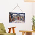 thumbnail image 4 of Winter Scene Wall Art with House Wooden Hanging Sign Farmhouse Vintage Rustic Wall Decor Wood Christmas Holiday Wall Hanging Door Decorations Wood Plaque Signs 10"x16", 4 of 8