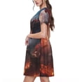 thumbnail image 2 of Balery Fire Sky Dragon Vestidos sueltos de manga corta para mujer, vestidos de verano 2025, vestidos casuales de corte A con vuelo., 2 of 6