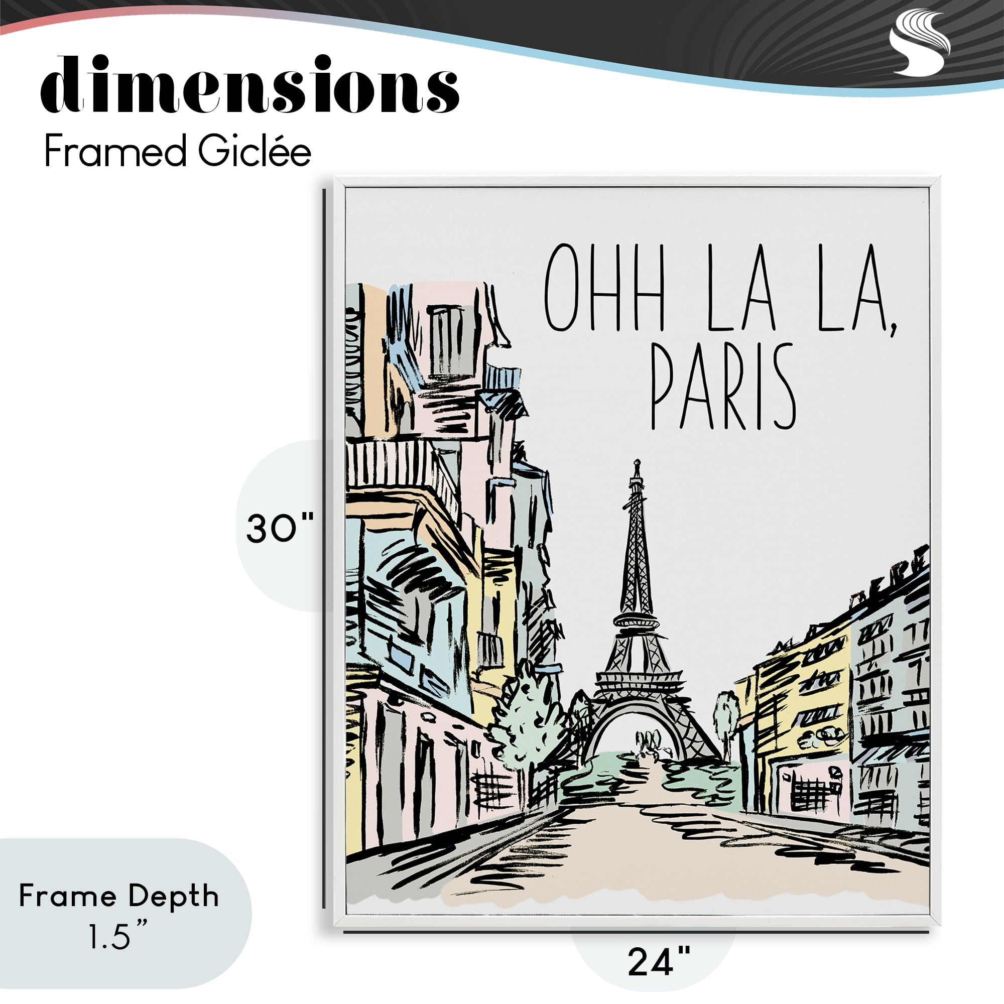Stupell Industries Ohh La La Paris White Framed Giclee Art, design by Elizabeth Medley