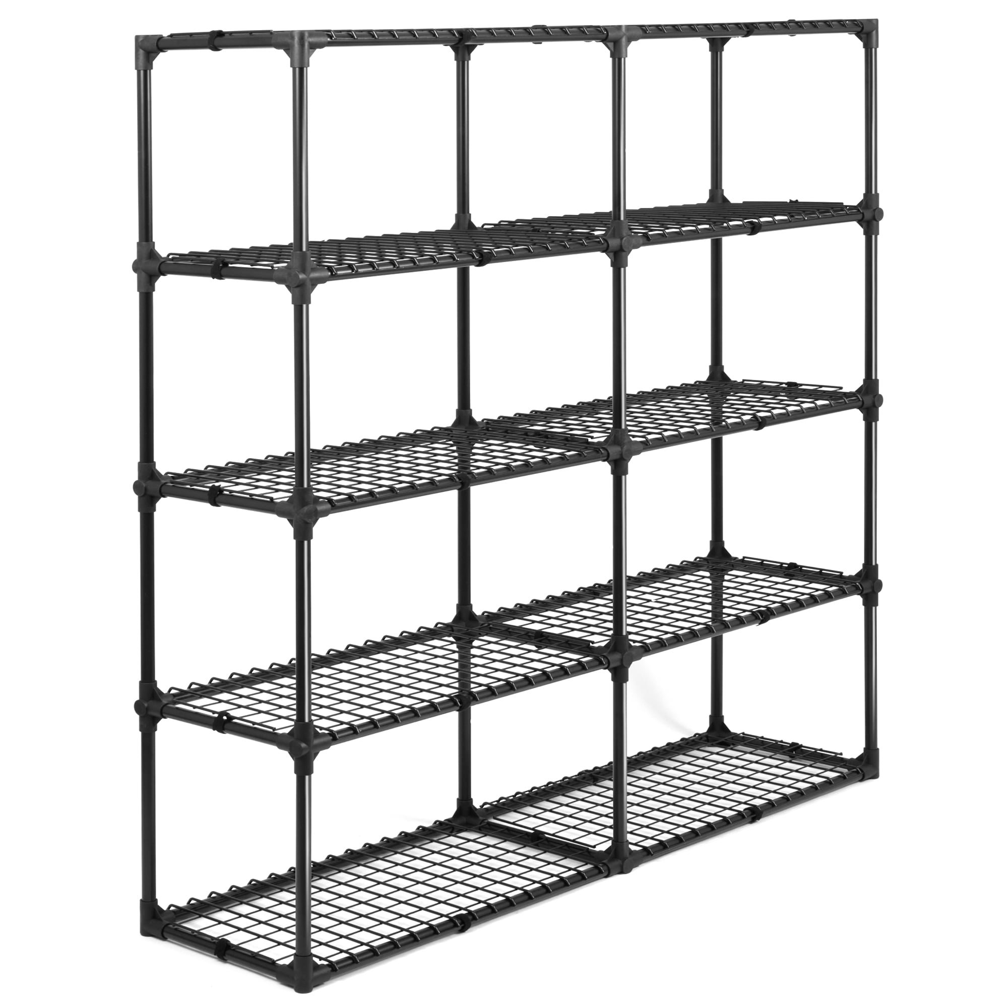 Leumius 5 Shelf Wire Shelving,Metal Storage Shelving Unit for 1100 lbs Capacity Black,2Pcs