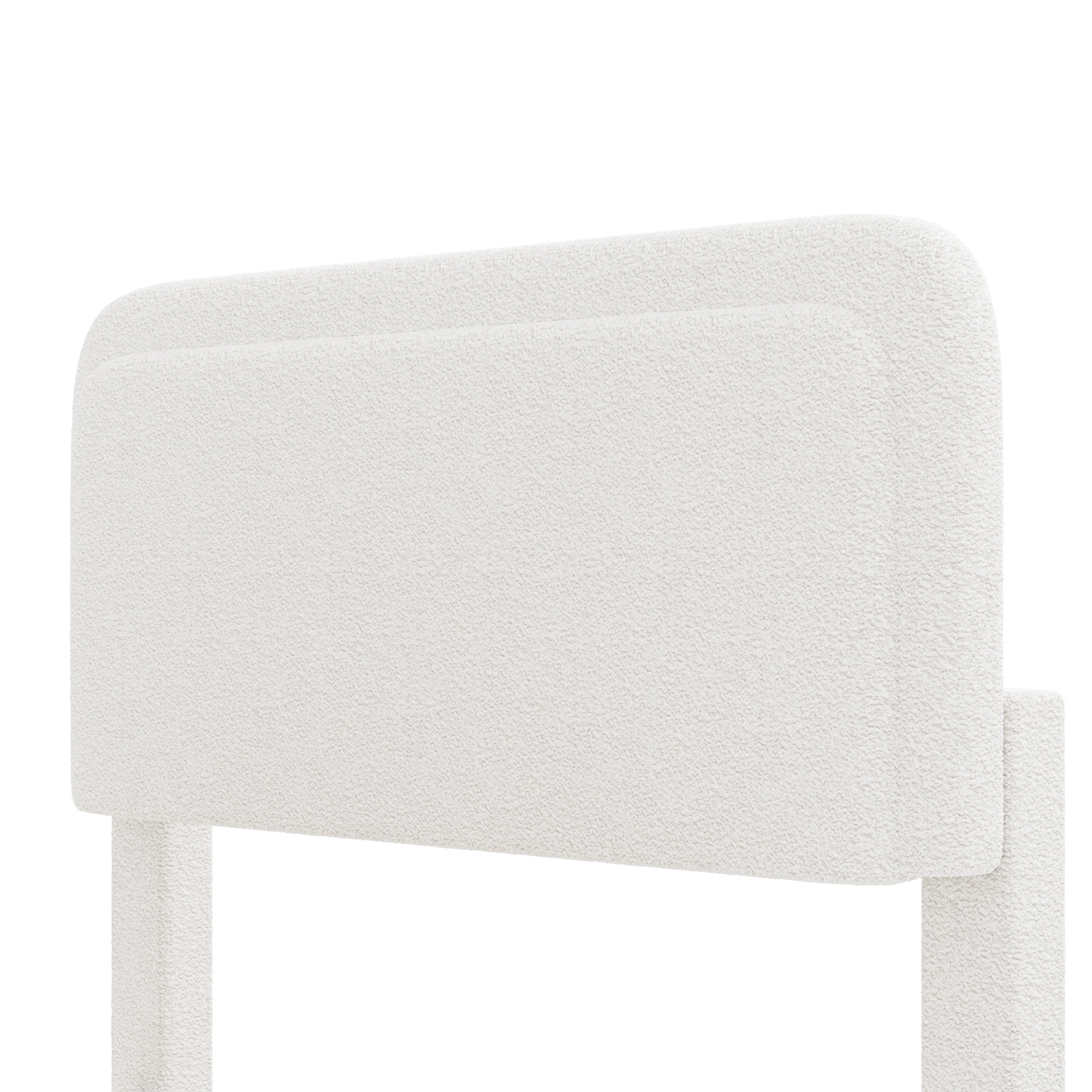 Miniyam Full Boucle Upholstered Platform Bed Frame with Adjustable Curved Headboard, Wood Slat Support, White