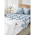 thumbnail image 5 of Blue Botanical Flat Sheets Only Twin XL Size, Soft Breathable Bed Top Sheets for Mattress, Pastoral Spring Floral Summer Birds Luxury Bedding Flat Sheets for Home Hotel Bedroom Bed Protection, 5 of 9