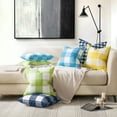 thumbnail image 2 of Phantoscope Buffalo Checker Plaids Series Cushion Decorative Throw Pillow, 12" x 20", Blue/White, 2 Pack, 2 of 7