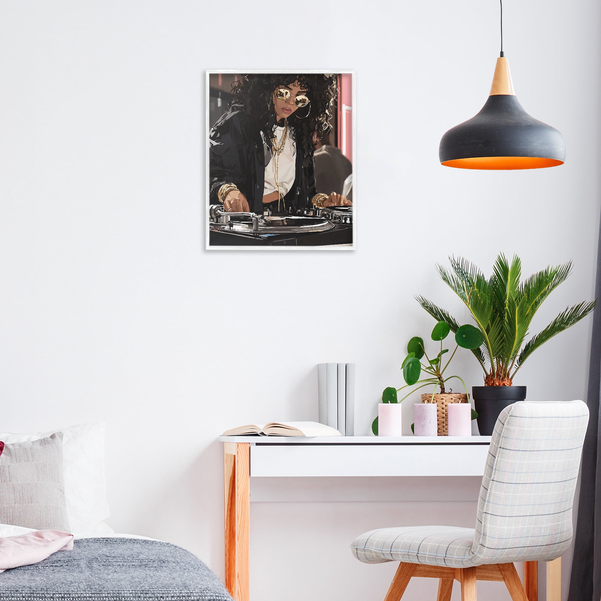 Stupell Industries DJ Focused On Turntables White Framed Giclee Art, design by Franklyn Gregory