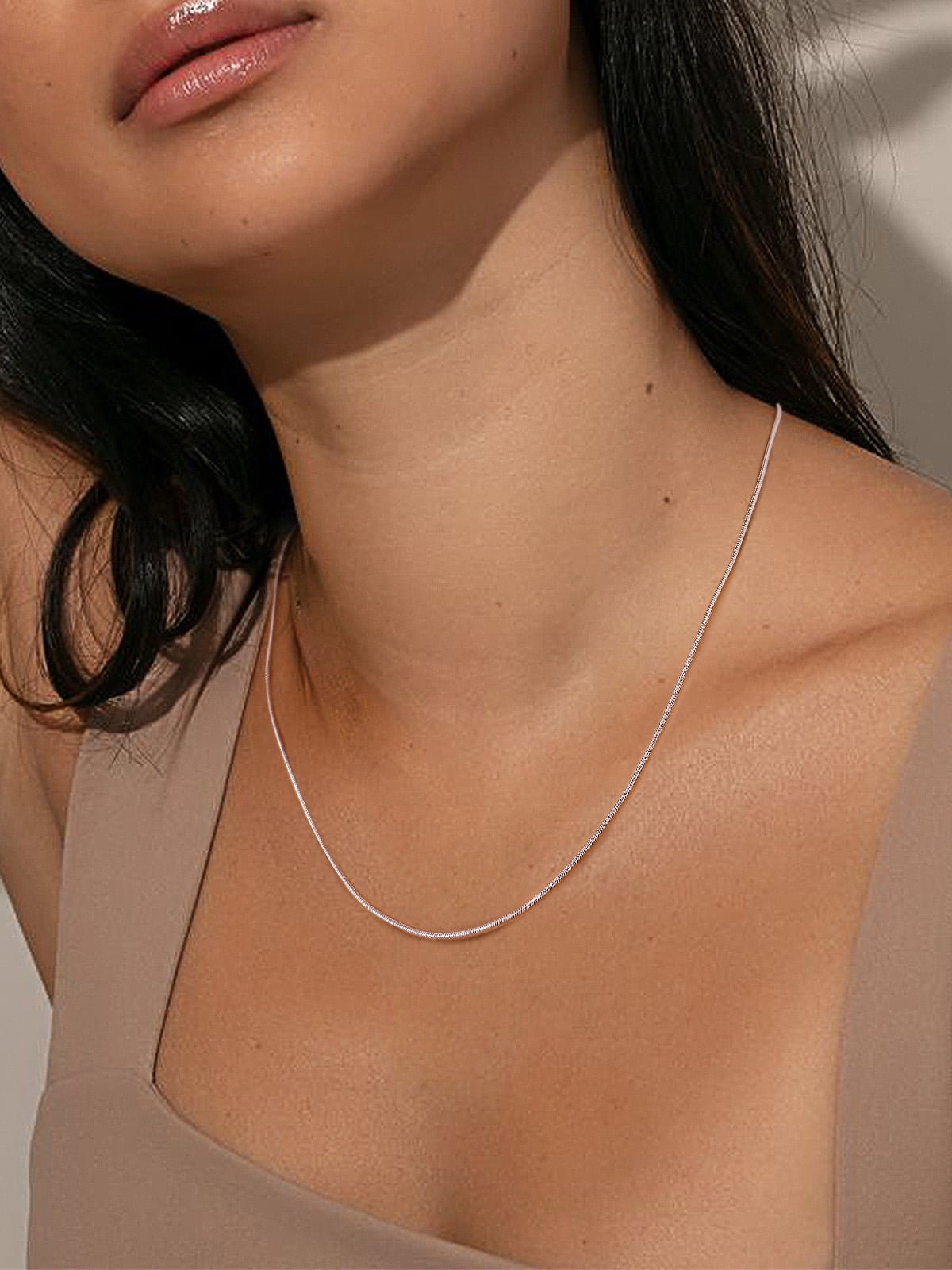PROSTEEL Snake Chain Necklace for Women Italian Silver Chain Hypoallergenic Dainty Jewelry 1.2MM Thin for Pendants 24 Inch Birthday Valentines Day Gifts Adult Age