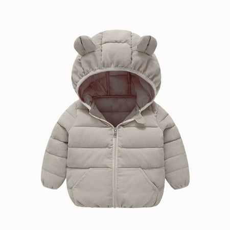 

ZHUASHUM Toddler Boys Girls Winter Windproof Fleece Bear Ears Hooded Coat Jacket Kids Warm Outerwear