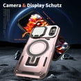 thumbnail image 6 of For iPhone 17 Pro Max Phone Case,With Contractile Lens Cover Kickstand,Compatible with Mag-safe,Heavy Duty Shockproof Anti-fall Anti-Scratch Drop Protection Durable Phone Case,Rosegold, 6 of 6