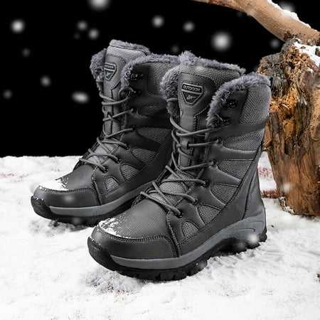 

Cathalem Boots for Men Snow Winter Fashion Couples Men Winter Water Proof Flat Lace Up Keep Warm Snow Boots Comfortable Cut Boots A 10