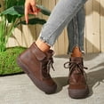 thumbnail image 2 of Womens Ankle Boots Stitching Vintage Soft Leather Waterproof Short Rding Booties Winter Outdoor Sneakers, 2 of 6