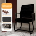 thumbnail image 6 of Modern Office Chair No Wheels, Ergonomic Study Chair with Handrail and Steel Legs, Comfy Home Office Desk Chairs with Ultra Thick Cushion, Black, 6 of 9