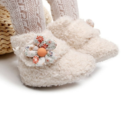 

Cathalem Open to Booties Boots Shoes Walkers Warm Soft First Plush Girls Snow Baby Infant Cotton Boys Baby Shoes Shoes White 3 Months
