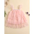 thumbnail image 3 of Bagilaanoe Toddler Baby Girl Sequins Dress Sleeveless Rainbow Stars Print Mesh Tulle Dress Summer Layered Princess Cake Dress, 3 of 9