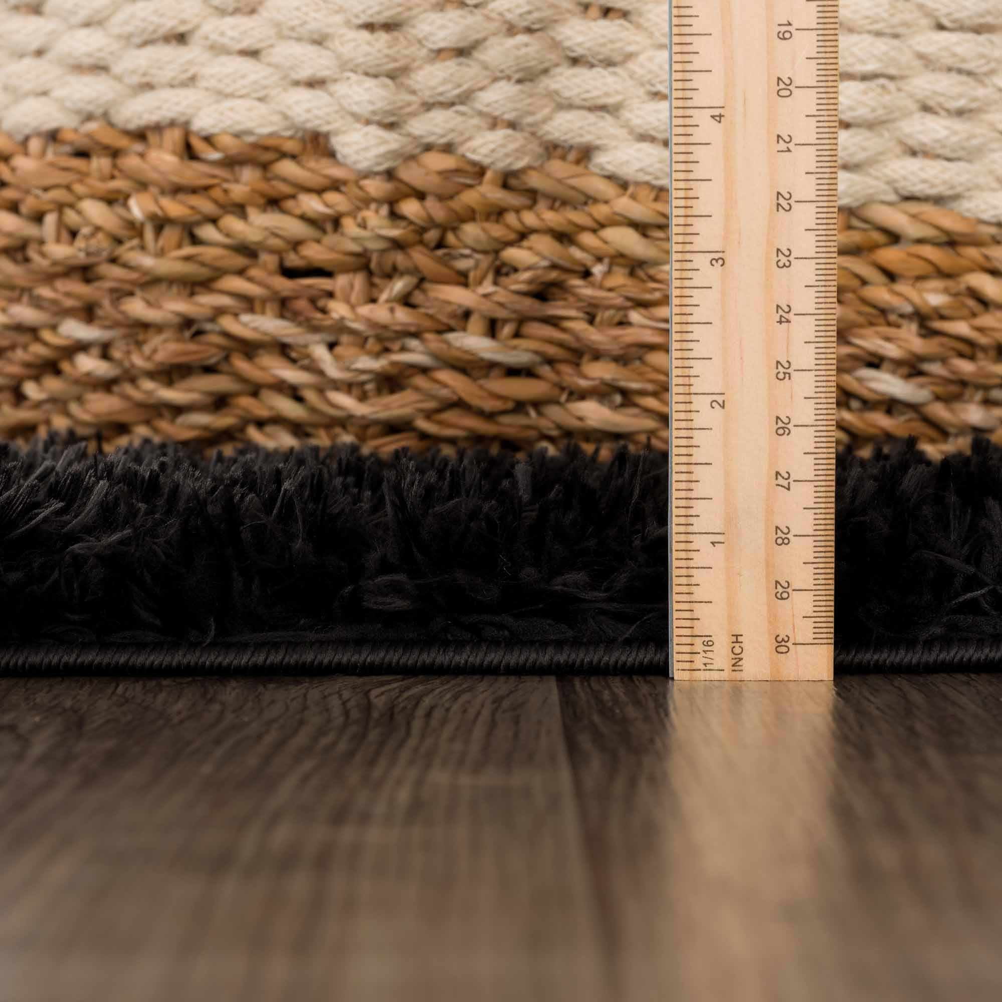 Hauteloom Faina Living Room, Bedroom Machine Washable Area Rug - Farmhouse - Plush Pile - Black - 8'10" x 12'