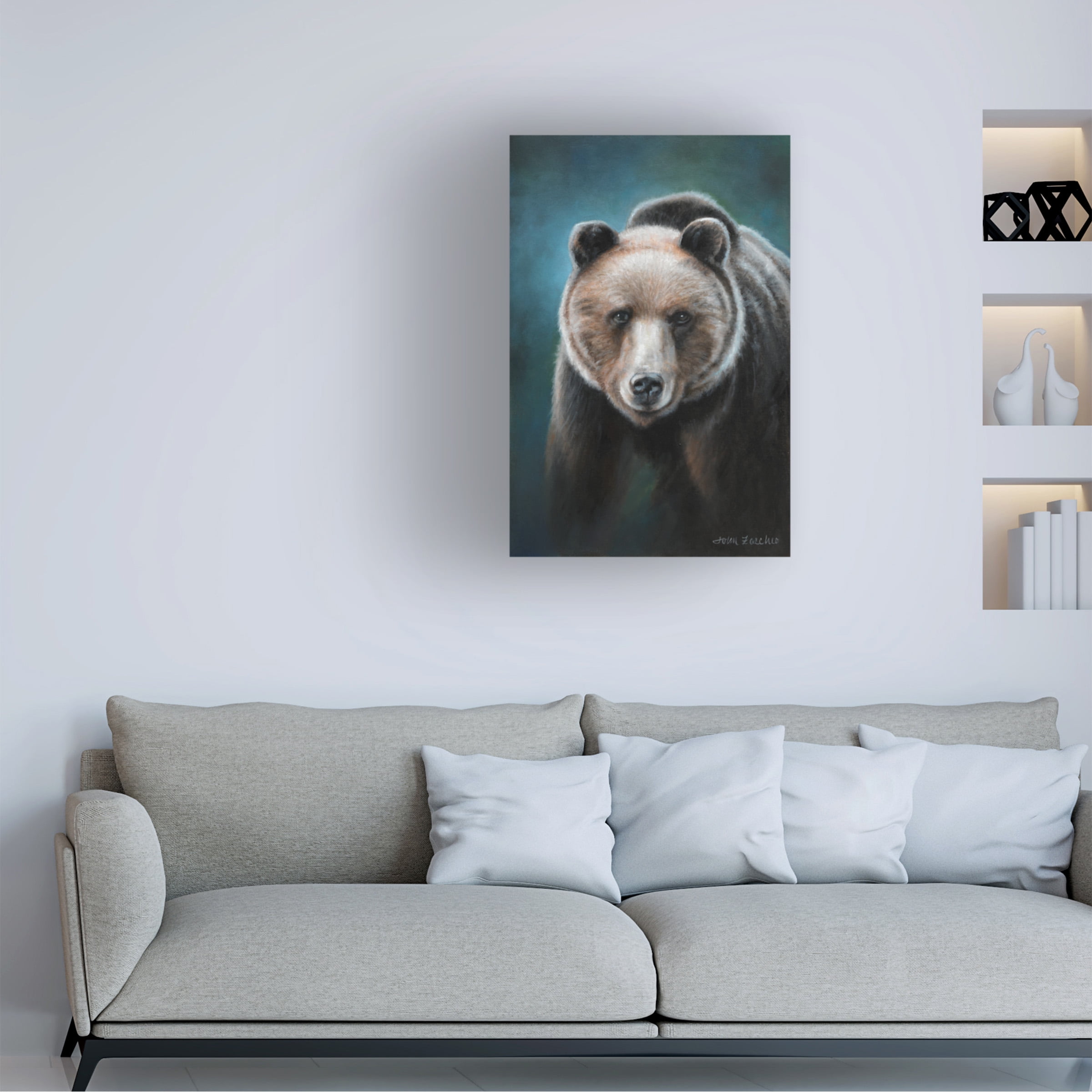 Canvas Wall Art - John Zaccheo 'Brown Bear' Wall Art for Living Room, Bedroom, or Office DÃ©cor by Trademark Fine Art - 12 x 19 Inches