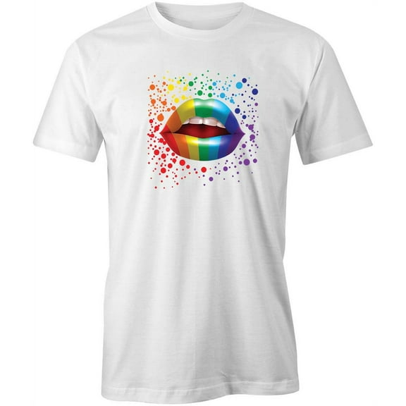 Rainbow Lips T-Shirt | Cool Art White Tee Gift