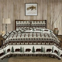 Market & Place Reversible Lodge Themed Plaid Quilt Set