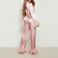 thumbnail image 3 of Womens 2 Piece Long Sleeve Lapel Shirt Pants Pajamas Sets Sisters Sleep, 3 of 9