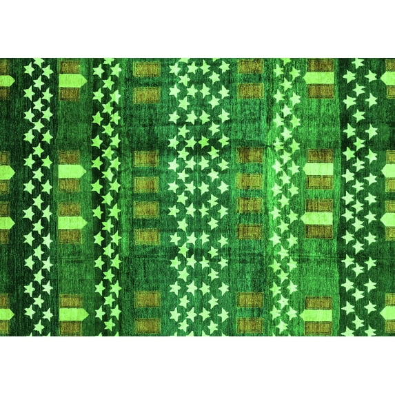 Ahgly Company Indoor Rectangle Abstract Green Modern Area Rugs, 2' x 3'