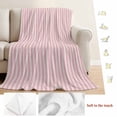 thumbnail image 5 of Pink Striped Blanket Soft Cozy Warm Throw Blanket for Couch, Plush Fuzzy Flannel Fleece Blankets for Sofa, Modern Simple Farmhouse Beige Vintage Bed Blankets Lightweight Gifts for Women, 30"x40", 5 of 9