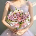 thumbnail image 4 of Artificial Flower Bouquet with 10 Blooms and 7 Branches, 13.4 Inches, Pink and White Silk, for Dining Table Centerpiece, Faux Floral Decoration, 4 of 5