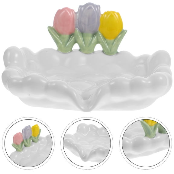 GOOHOCHY MLINS Bathroom Soap Dish with Drain Holder Tulip Soap Storage Container Tray Decorative 1 Set