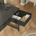 thumbnail image 3 of Greenstell 55" Computer Desk with Built-in Outlets & LED, 3-Drawer Office Desk with Monitor Stand, Black, 3 of 7