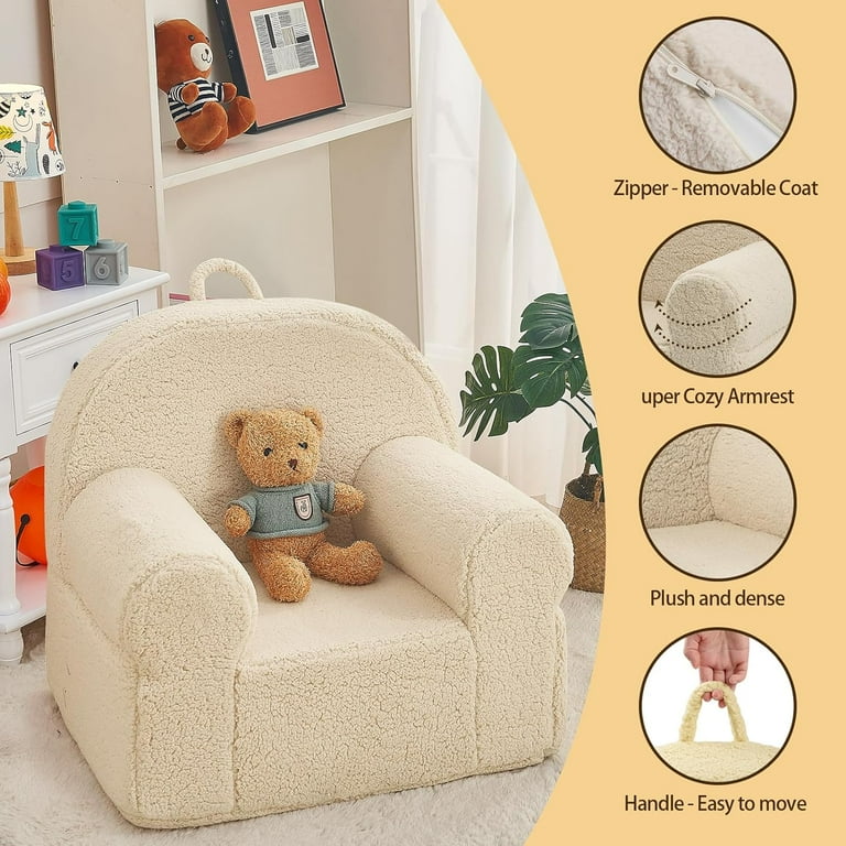 Chair Sherpa Couch Sherpa Kids Chair Cuddly Comfy Toddler Plush Chair Toddler Couch Reading Chair for Kids Fuzzy Baby Chair Beige Walmart