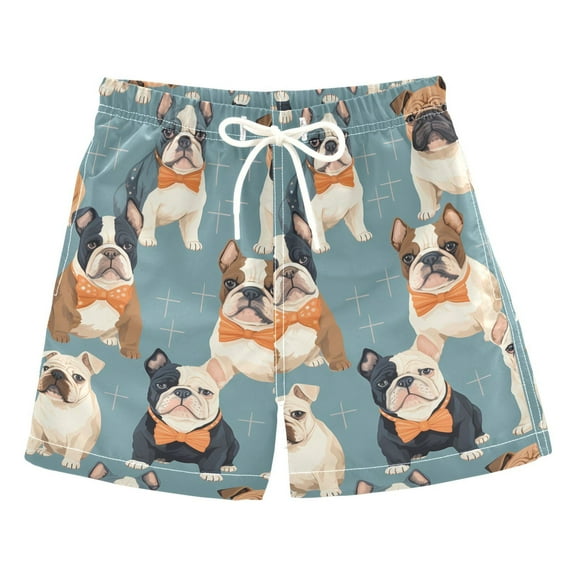 joogoo Boys Swim Trunks Cute Bulldogs Beach Board Shorts Drawstring Swimsuit 3T