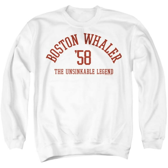 Boston Whaler Boston Collegiate Red Unisex Adult Crewneck Sweatshirt, White, Medium