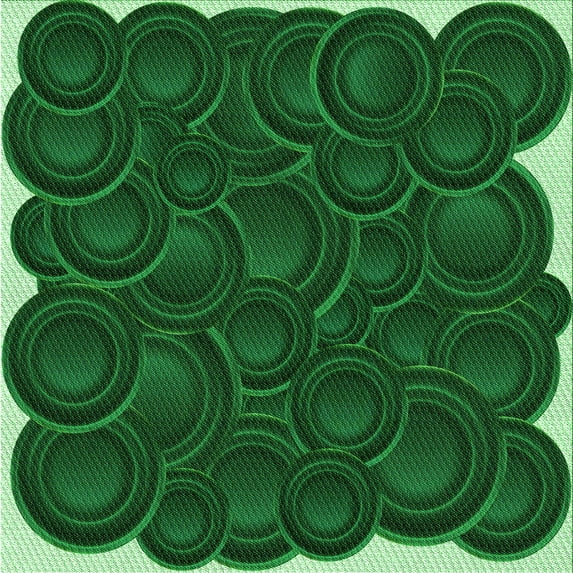 Ahgly Company Indoor Square Patterned Deep Emerald Green Area Rugs, 5' Square