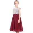 thumbnail image 4 of Girls Dress Red Lace Glitter Hollow Back Princess Party Long Gown Formal 8 Years, 4 of 7