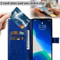 thumbnail image 6 of SaniMore for iPhone 14 Pro Magnetic Flip Wallet Case, [RFID Blocking] Card Holder PU Leather 3D Butterfly Embossing Cover with Kickstand & Wrist Strap Shockproof Protective Shell, Green, 6 of 7