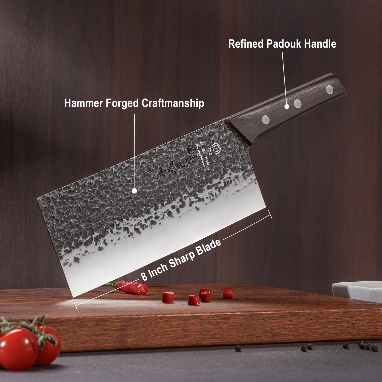SHI BA ZI ZUO Fleischbeil 8 Zoll – Scharfes Allzweckmesser Für Küche & Restaurant