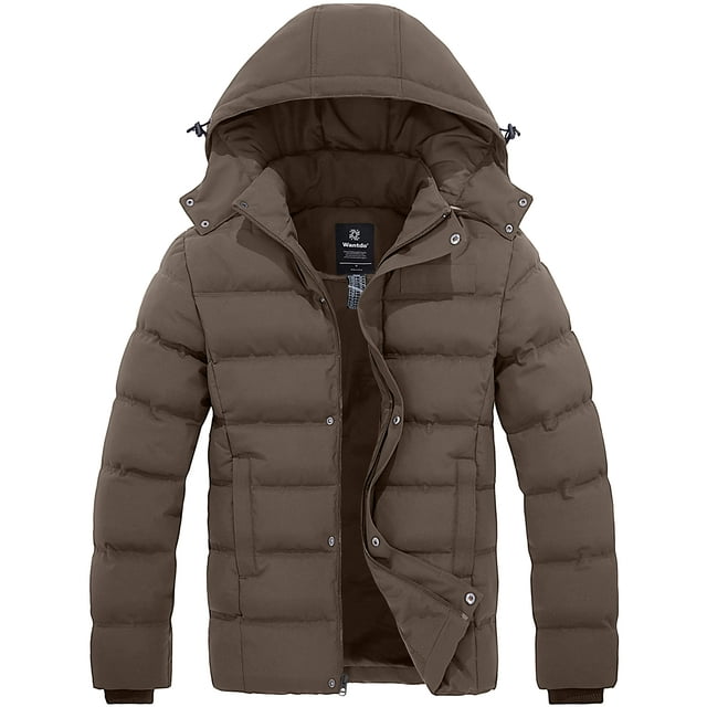 Chaqueta acolchada de invierno para hombre Coat Wantdo con capucha extraíble