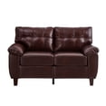 thumbnail image 6 of 59" Loveseat Modern Design Faux Leather Couch, Living Room Sofa with Storage, Big Armrest Sofa, Upholstered Breathable PU Leather Sofa (Burgundy), 6 of 11