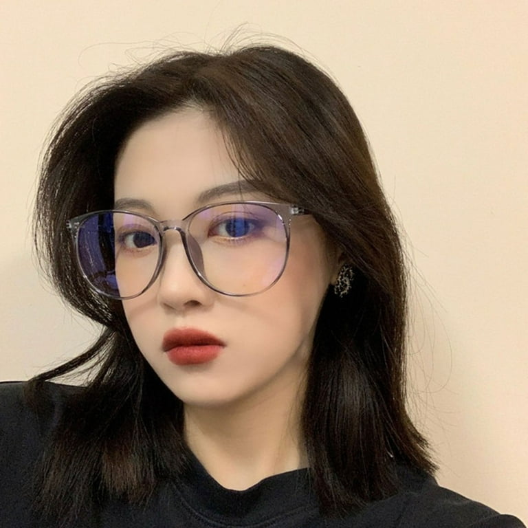 Female Korean Style Flat Mirror Glasses Radiation Protection Optical Spectacle Glasses for Ladies Trendy Decoration Transparent Frame Anti Blue Light