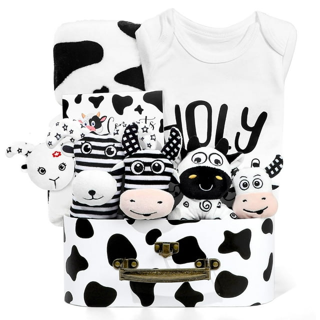 Set de regalo para bebés IaoVueby para recién nacidos con calcetines sonajeros, manta y monos
