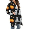 thumbnail image 7 of Kilaqueen Lightweight Cardigans for Women Trendy Open Front Halloween Cardigan Loose Long Sleeve Medium Length Coat Bat Pumpkin Graphic Fall Tunic Shirt, 7 of 7