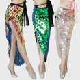 thumbnail image 3 of Conjunto de toalla de cadera de sirena para danza del vientre, toalla de cintura de cadera con lentejuelas sexy, falda larga con cuentas, 3 of 5