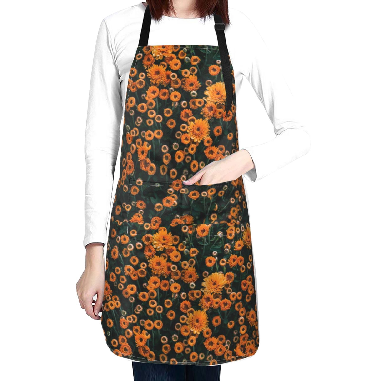 Kdxio Daisies Apron with Pockets Adjustable Kitchen Aprons for Men Women Waterproof Aprons for Cooking,Drawing,Crafting, Baking Household Cleaning