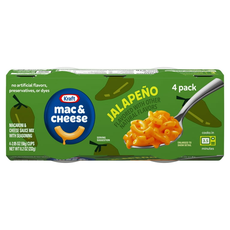 Kraft Jalapeño Flavored Mac & Cheese Cups 4 Pack Shelf-Stable 2.05