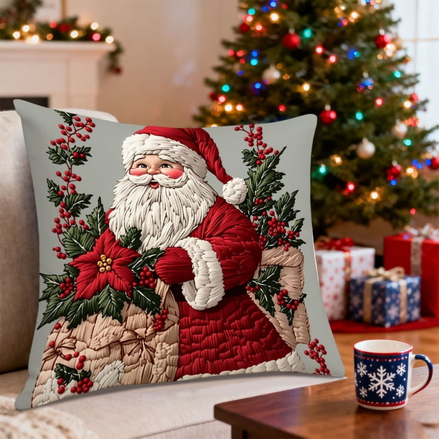 Christmas Pillow Covers 17.7x17.7 Inches Decorative Pillow Cases With Soft Fabric Hidden Zipper For Home Decor