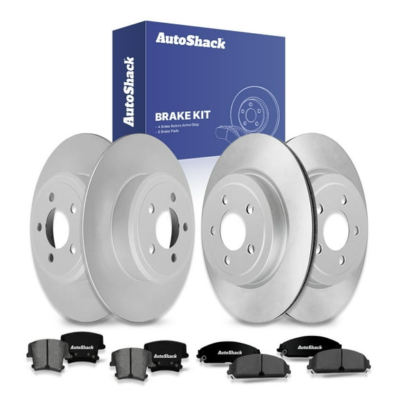 AutoShack Front Vented & Rear Solid Coated Brake Rotors   Ceramic Pads 12-PC Brake Kit Replacement for 2012-2013 Dodge Charger 2010 Dodge Charger 2005 Chrysler 300 ArmorStop