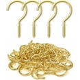 thumbnail image 1 of Screw Hooks, 1-1/4 Inch Metal Screw in Cup Hooks, Gold, 50 Pcs, 1 of 8