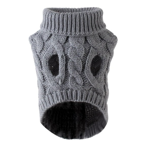 Lazsy Dog Sweater Knitted Puppy Clothes Comfortable Pet Supplies Warm Sweater for Dogs Grey M