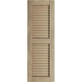 thumbnail image 2 of Ekena Millwork 12"W x 80"H Rustic Two Equal Louver Sandblasted Faux Wood Shutters (Per Pair), Primed Tan, 2 of 11